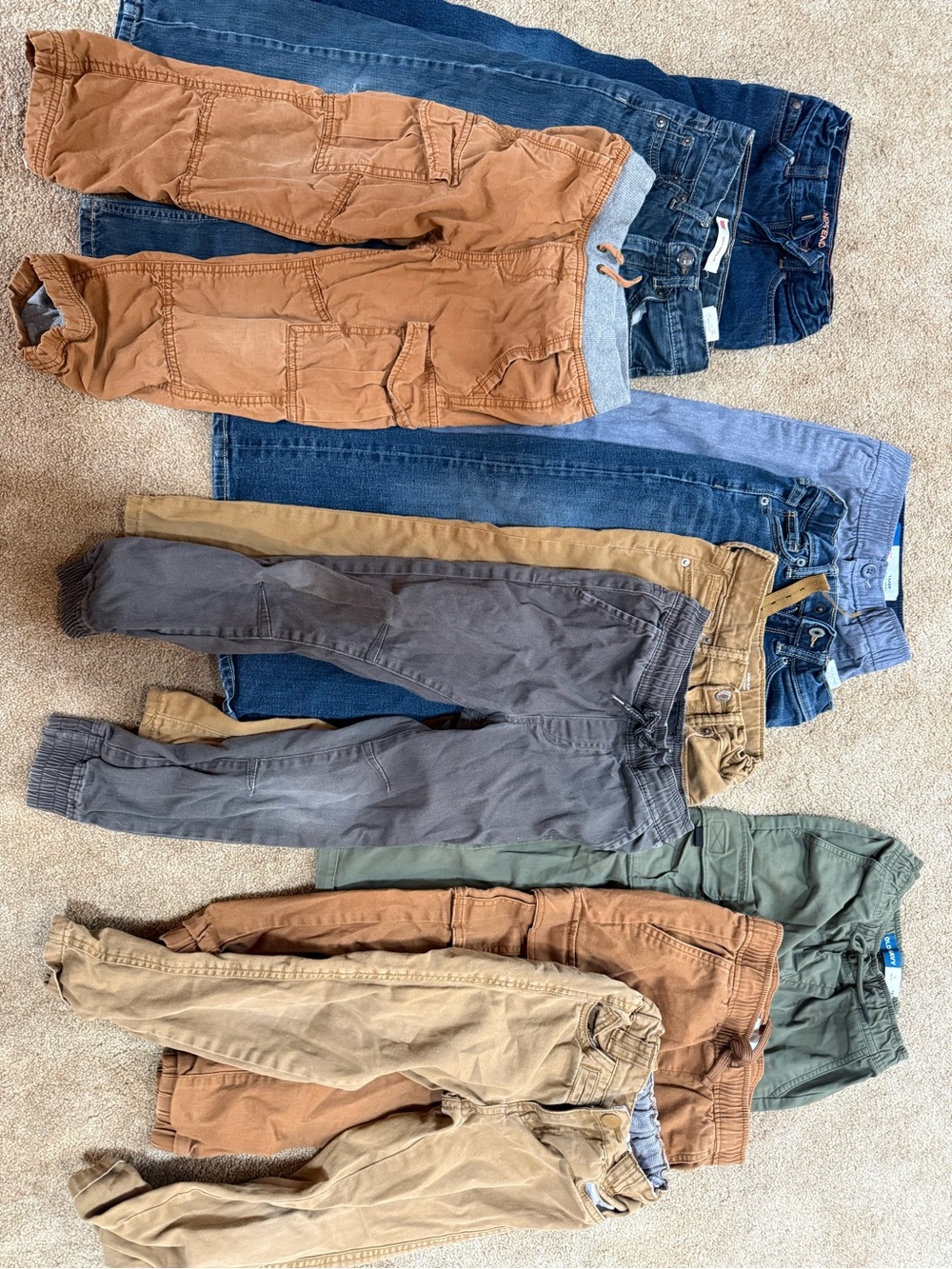 Kids Cargo Pants Mix - Brown, Tan, Gray, Green, Blue